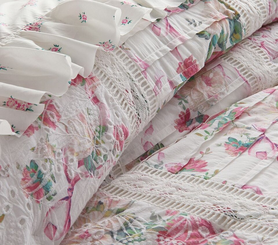 LoveShackFancy Cabbage Rose Comforter & Pillowcases Pottery Barn Kids AU